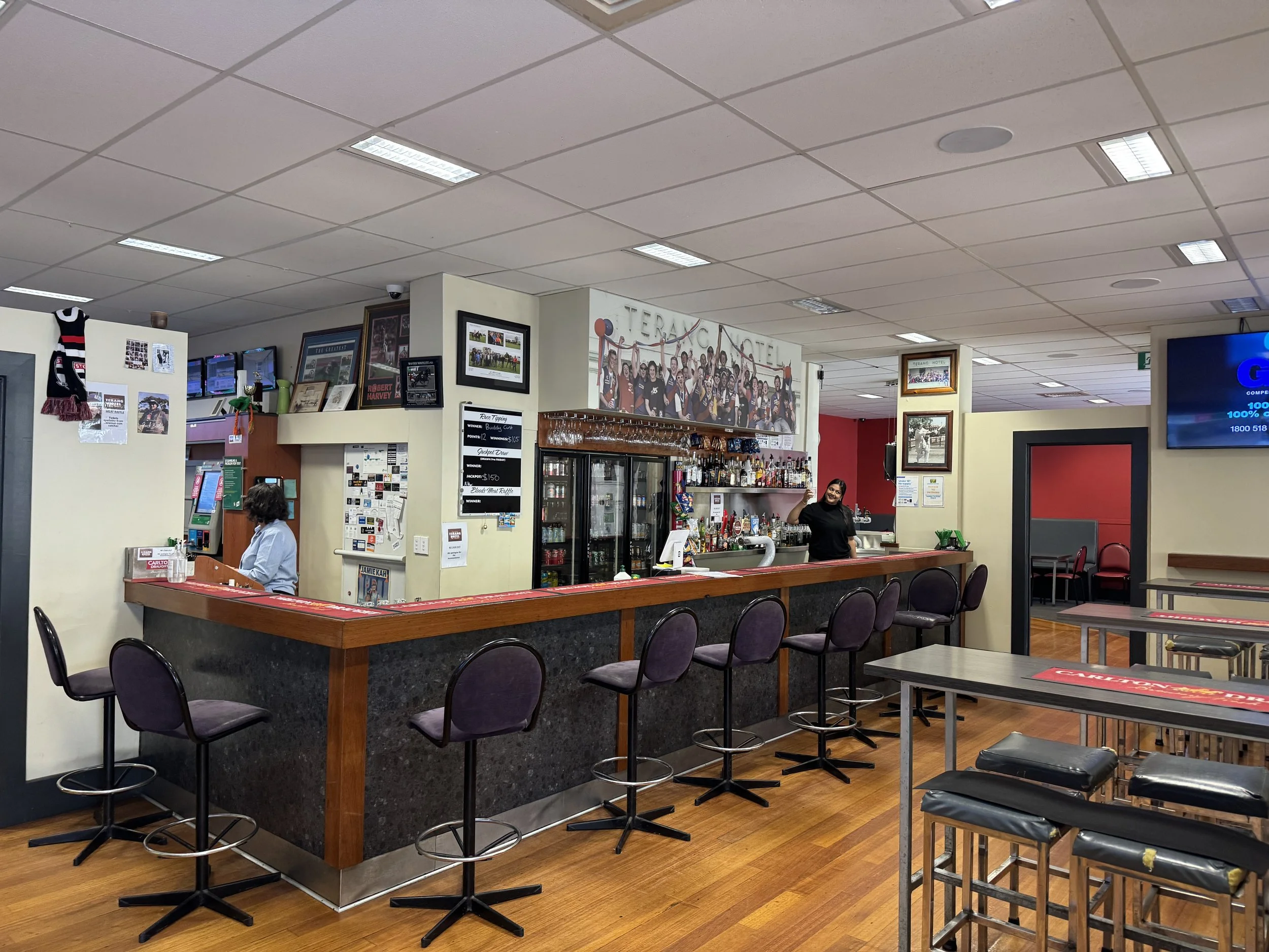 The main bar inside The Middle Terang Hotel
